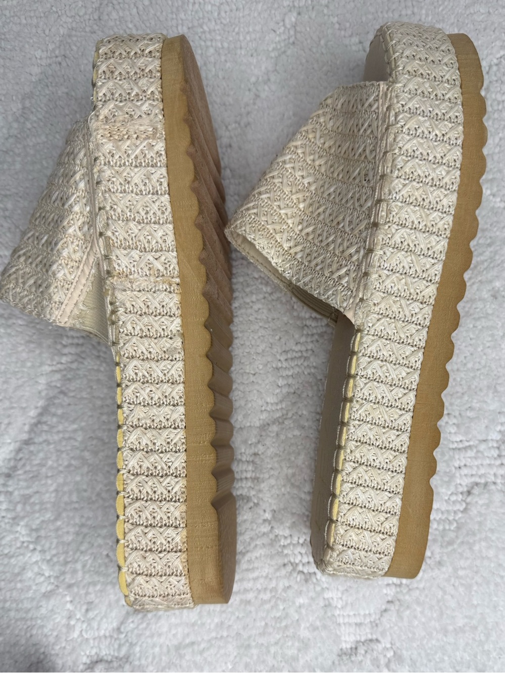 BEACH by Matisse Rey Raffia Platform Slide Sandals Size 9 - Picture 3 of 7